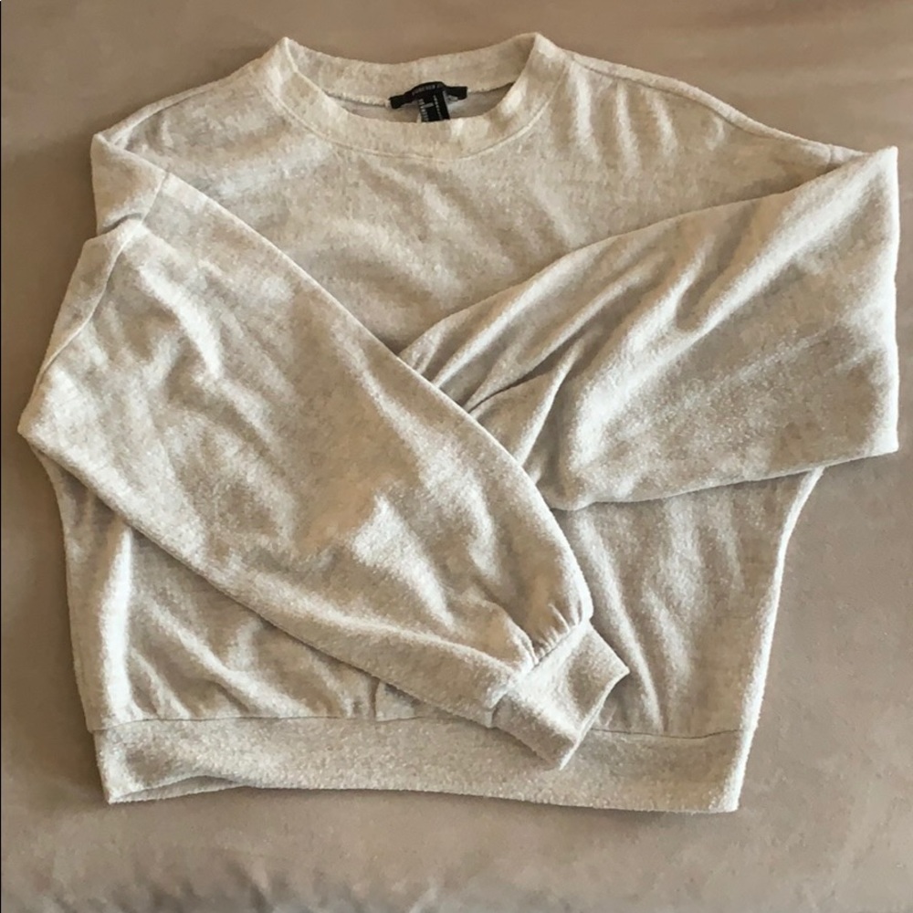 Forever 21 cream cropped sweater/sweatshirt